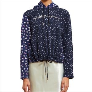 Opening Ceremony Floral Patterned Crop Hoodie Sweatshirt XS
